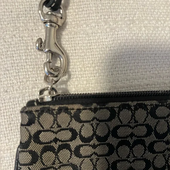 Coach Black and Gray Signature Wristlet - Picture 2 of 4